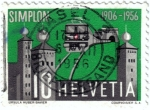 Stamps Europe - Switzerland -  Tren. Transporte Helvetia.Simplon 1906-1956