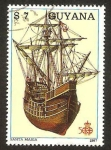 Sellos de America - Guyana -  barco, santa maria