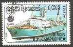 Sellos de Asia - Camboya -  barco