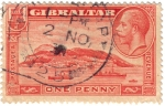 Stamps Gibraltar -  Paisaje del Peñón y George V