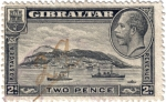 Sellos de Europa - Gibraltar -  Paisaje del Peñón y George V
