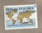 Stamps Poland -  Vuelta al mundo en solitario de Leonid Teliga