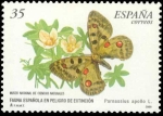 Stamps Spain -  ESPAÑA 2000 3694 Sello Nuevo Fauna Española en Peligro de Extincion Mariposa Parnassius Apollo