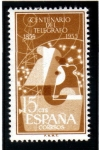 Stamps : Europe : Spain :  1955 Centenario del Telegrafo. Edifil 1180