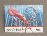 Stamps New Zealand -  Calamar gigante
