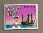 Stamps North Korea -  Junco y satélite