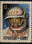 Stamps Guinea -  Republica de Guinea 1965 Scott 389 Sello Nuevo Primer Vuelo Doble Luna Astronauta Col. Alexel Leonov