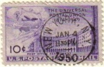 Stamps United States -  USA 1949 Scott C42 Sello Air Mail Avion Sobrevolando Edificio Oficina de Correos usado Estados Unido