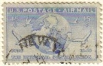 Stamps United States -  USA 1949 Scott C43 Sello Air Mail Globo y Palomas llevando Mensajes usado Estados Unidos Etats Unis
