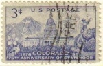 Sellos de America - Estados Unidos -  USA 1951 Scott 1001 Sello Aniversario de Colorado Capitolio y Monte de la Santa Cruz usado Estados U