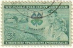 Stamps United States -  USA 1952 Scott 1005 Sello Trebol de 4 Hojas The 4H Clubs usado