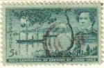 Stamps United States -  USA 1953 Scott 1021 Sello Comodoro Mathew C. Perry y Bahia de Japon usado