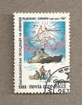 Stamps Russia -  Mapa del recorrido del rompehielos soviético