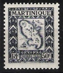 Sellos de Europa - Francia -  Martinica. Mapa de la isla.
