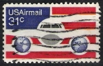 Stamps United States -  Avión sobre Bandera.