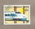 Stamps Cambodia -  Locomotora alta velocidad