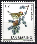 Stamps Europe - San Marino -  Aves. Regulus Ignicapillus.