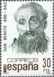 Stamps Spain -  ESPAÑA 1981 2620 Sello Nuevo Centenarios Personajes Famosos San Benito (480-543) c/señal charnela Yv