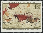 Stamps : Europe : France :  FRANCIA: Sitios prehistóricos y cuevas con pinturas del valle del Vézère