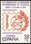 Stamps Spain -  ESPAÑA 1984 2755 Sello Nuevo 53º Congreso Federacion Internacional Filatelia Emblema FIP