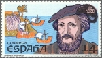 Stamps Spain -  ESPAÑA 1987 2919 Sello Nuevo V Cent. del Descubrimiento de America Americo Vespucio c/señal charnela