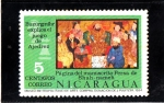 Stamps Nicaragua -  Buzurgmihr explica el juego del ajedrez