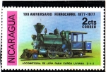 Stamps : America : Nicaragua :  Locomotora de leña para carga 2-4-2