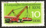 Stamps Germany -  feria de otoño en leipzig, grua girando con ferrocarril