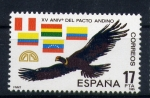 Stamps Spain -  XV aniv. pacto andino- Condor