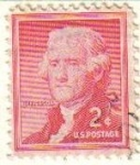 Sellos de America - Estados Unidos -  USA 1954 Scott 1033 Sello Presidente 3º Thomas Jefferson (13/04/1743-04/07/1826)