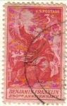 Stamps United States -  USA 1956 Scott 1073 Sello Personajes Benjamin Franklin Inventor del Pararrayos usado