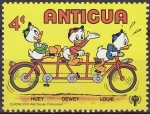 Sellos del Mundo : America : Antigua_y_Barbuda : Antigua 1980 Scott566 Sello Nuevo Disney Transporte Huey, Dewey y Louie Juanito, Jorgito y Jaimito
