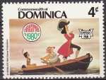 Stamps America - Antigua and Barbuda -  Dominica 1980 Scott 683 Sello Nuevo Disney Peter Pan Capitan Garfio, Sinee y Princesa India