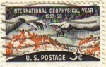 Stamps United States -  USA 1958 Scott 1107 Sello Geophysical Año Disco Solar y Manos de la Creacion de Adan Michelangelo