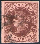 Sellos de Europa - Espa�a -  ESPAÑA 1862 58 Sello Isabel II Tipo I 4c Usado sin dentar