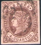 Stamps Spain -  ESPAÑA 1862 58A Sello Isabel II Tipo II 4c Usado sin dentar