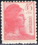 Stamps Spain -  ESPAÑA 1938 752 Sello Nuevo Alegoría de la República 45c c/s charnela