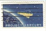 Stamps United States -  USA 1962 Scott 1193 Sello Proyecto Mercury Capsula espacial y Globo Terraqueo usado