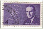 Sellos de America - Estados Unidos -  USA 1962 Scott 1200 Sello Senador Brien McMahon y Diagrama Atomico 4c usado