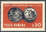 Stamps : Europe : Romania :  moneda Geto Dachi Didrahma siglo II AC