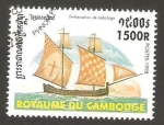 Sellos de Asia - Camboya -  barco de cabotaje