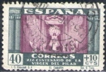 Stamps Spain -  ESPAÑA 1946 998 Sello Cent. Virgen del Pilar 40c +10c usado