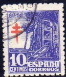 Stamps Spain -  ESPAÑA 1947 1018 Sello Pro Tuberculosos con Cruz Lorena 10c usado