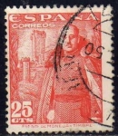 Sellos de Europa - Espa�a -  ESPAÑA 1948 1024 Sello General Franco y Castillo de la Mota 25c usado