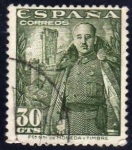 Stamps Spain -  ESPAÑA 1948 1025 Sello General Franco y Castillo de la Mota 30c usado