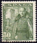 Stamps Spain -  ESPAÑA 1948 1025 Sello Nuevo General Franco y Castillo de la Mota 30c