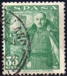 Stamps Spain -  ESPAÑA 1948 1026 Sello General Franco y Castillo de la Mota 35c usado