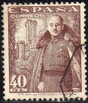 Sellos de Europa - Espa�a -  ESPAÑA 1948 1027 Sello General Franco y Castillo de la Mota 40c usado