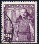Stamps Spain -  ESPAÑA 1948 1029 Sello General Franco y Castillo de la Mota 50c usado