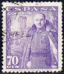 Stamps Spain -  ESPAÑA 1948 1030 Sello General Franco y Castillo de la Mota 70c usado